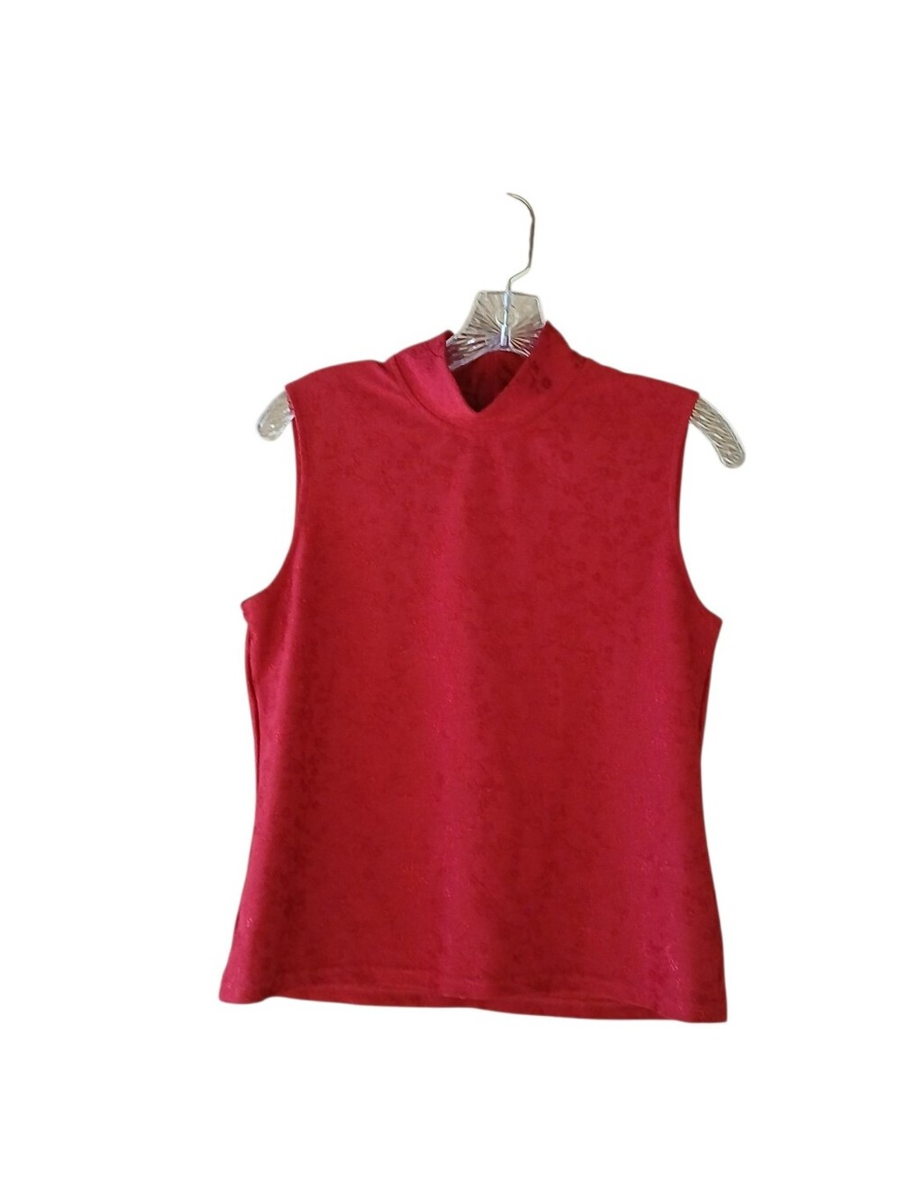 3/$10 Jones New York Red Floral Jacquard Moc Neck Tank Top  Medium